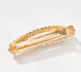 Elegant Curved Pearl Hair Barrette, One of a Kind Hand Arranged Pearl Hair Clip, Luxury Gold Tone Hair Accessory for Women for Daily, Wedding, Dating