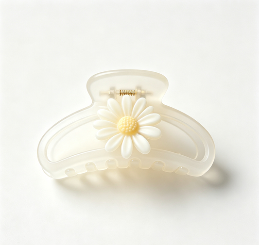 One-of-a-Kind Frosted Cream Daisy Jaw Hair Clip, Handcrafted Floral Matte Hair Claw, Minimalist Fresh Summer Hair Accessory for Ladies